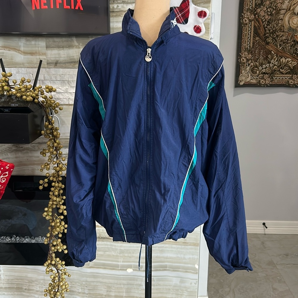 Vintage Asics Windbreaker Lined Full Zip Jacket. Color-block. Size M (B3)